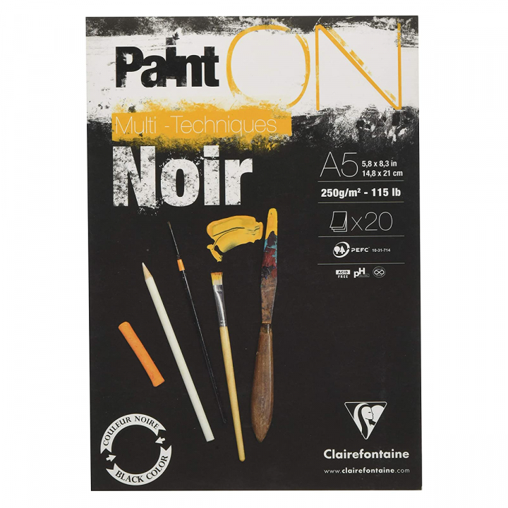 Paint'ON Multi-Techniques Black Noir A5 i gruppen Papir & Blok / Kunstnerblok / Akvarelblok hos Pen Store (127409)
