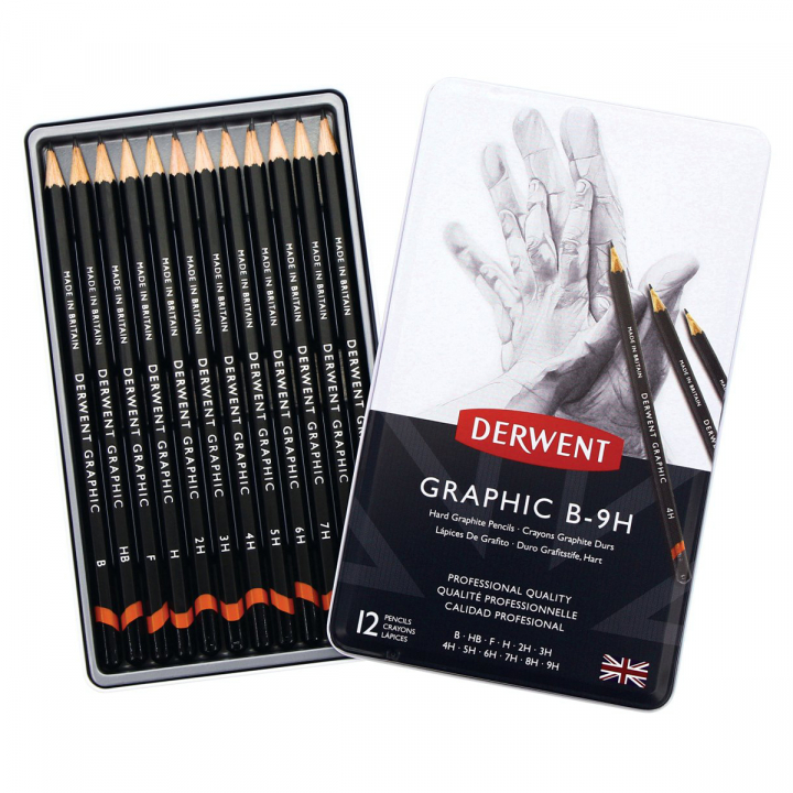 Graphic Blyant Sæt 12 stk B-9H i gruppen Kunstnerartikler / Kridt og blyanter / Grafit og blyant hos Pen Store (128166)