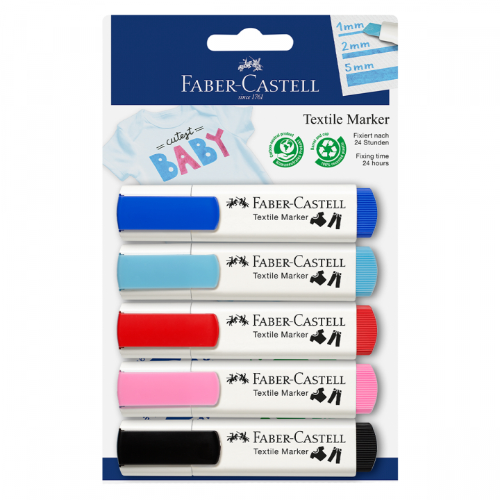 Textil Marker Pastel 5-sæt i gruppen Hobby & Kreativitet / Farver / Tekstilfarve og tekstiltusch hos Pen Store (128299)