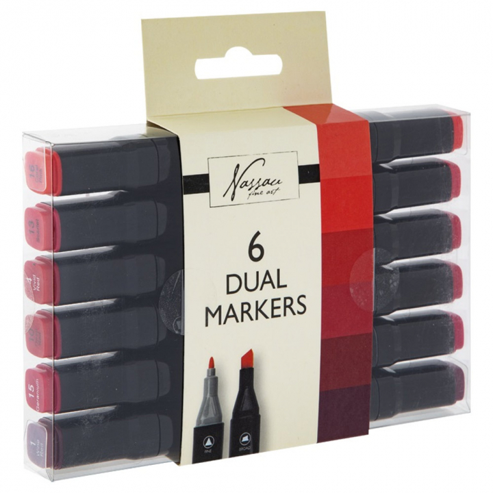 Dual-tip Marker 6-sæt Røde i gruppen Penne / Kunstnerpenne / Tusser hos Pen Store (128524)