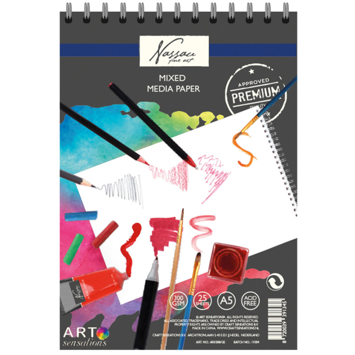 Spiralblok Mixed media A5 300g i gruppen Papir & Blok / Kunstnerblok / Mixed media-blok hos Pen Store (128533)