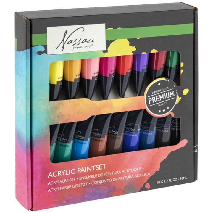 Akrylfarve 36 ml 18-sæt i gruppen Kunstnerartikler / Kunstnerfarver / Akrylmaling hos Pen Store (128540)