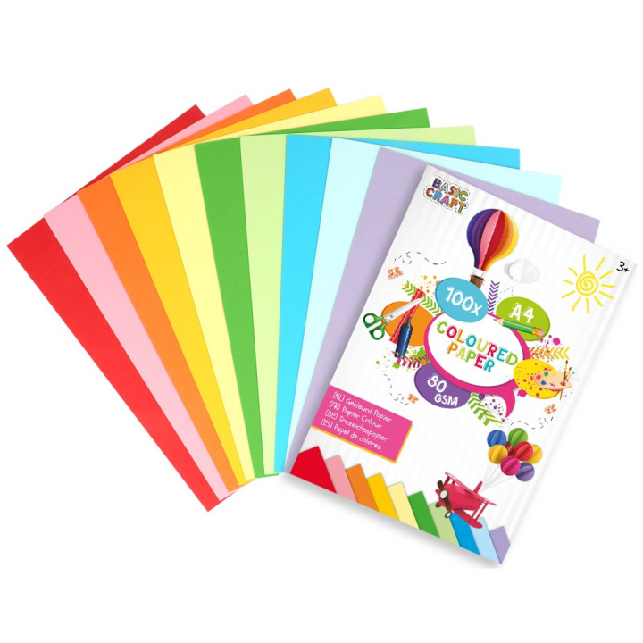 Farvet papir A4 100-pak i gruppen Kids / Sjovt og lærerigt / Papir og Tegneblokke hos Pen Store (128574)