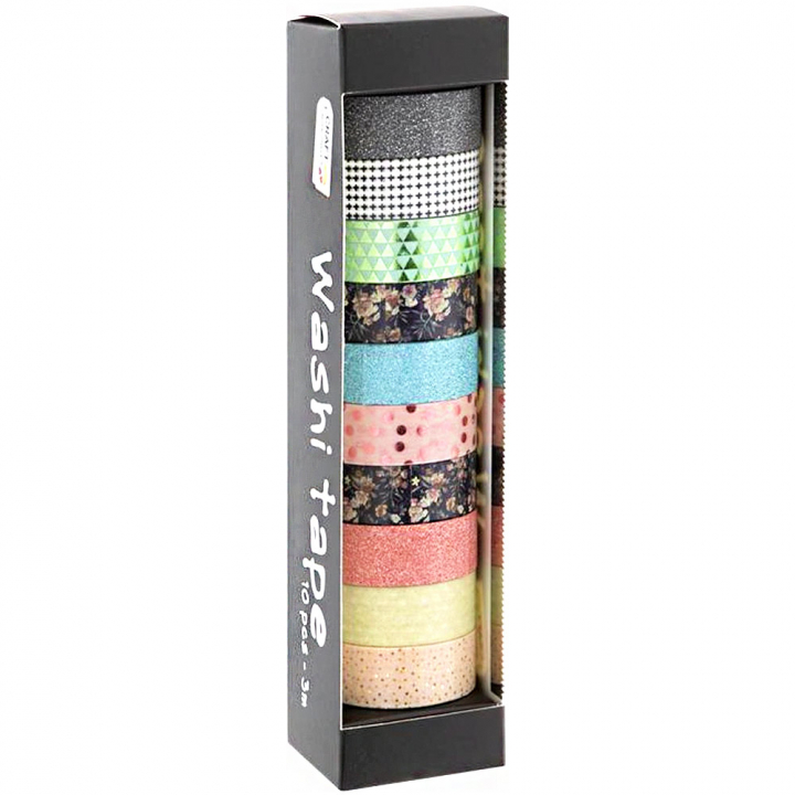 Washi-tape 10-pak Foil & Glitter #1 i gruppen Hobby & Kreativitet / Hobbytilbehør / Washi Tape hos Pen Store (128584)