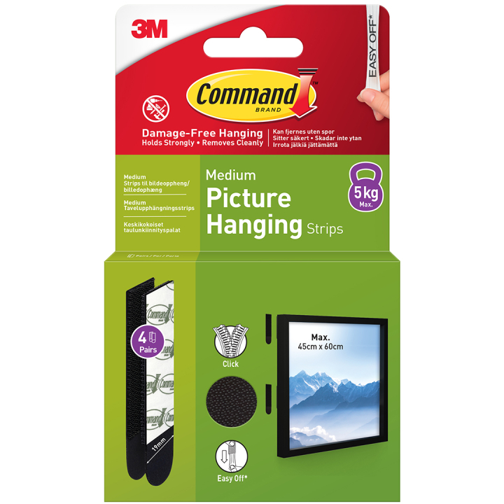 Command Strips for billedophæng Medium Sort i gruppen Hobby & Kreativitet / Organisere / Rammer / Billedeophæng hos Pen Store (128608)