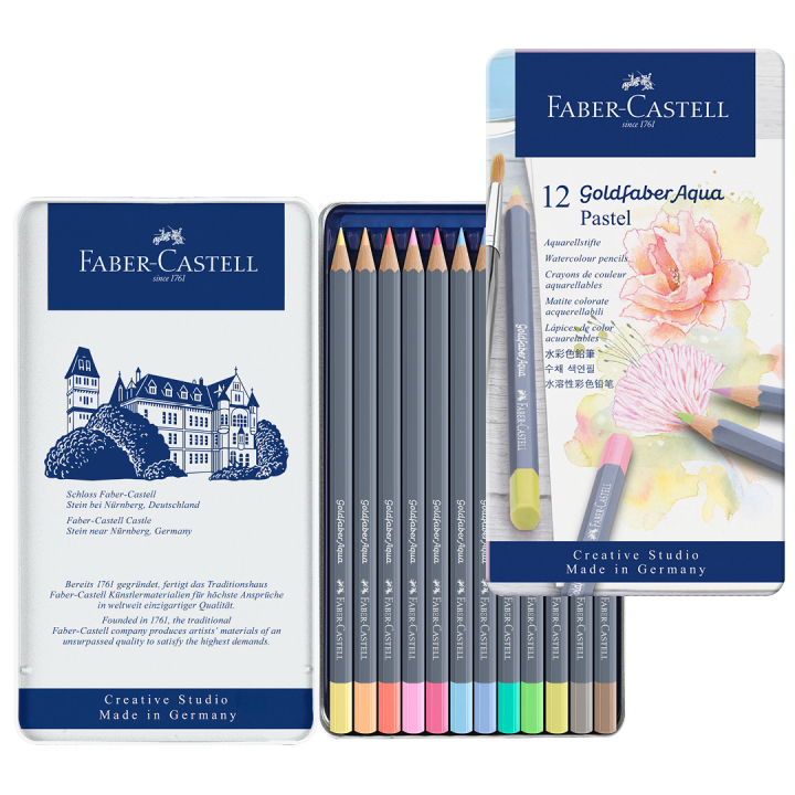Goldfaber Aqua Akvarelblyanter 12 stk Pastel i gruppen Penne / Kunstnerpenne / Akvarelblyanter hos Pen Store (128726)