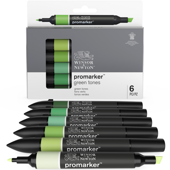 Promarker 6-sæt Green tones i gruppen Penne / Kunstnerpenne / Illustrationmarkers hos Pen Store (128777)