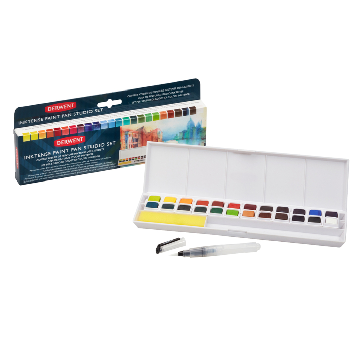 Inktense Paint Pan Set Studio 24 halvkopper i gruppen Kunstnerartikler / Kunstnerfarver / Akvarelmaling hos Pen Store (129546)