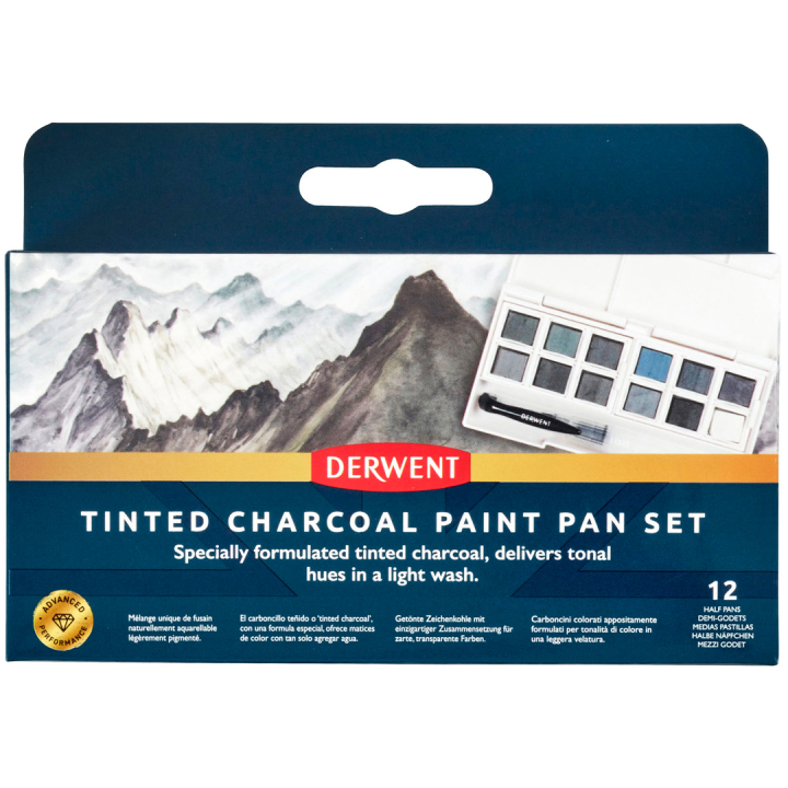 Tinted Charcoal Paint Pan Set 12 halvkopper i gruppen Kunstnerartikler / Kunstnerfarver / Akvarelmaling / Akvarelfarve i kop hos Pen Store (129568)