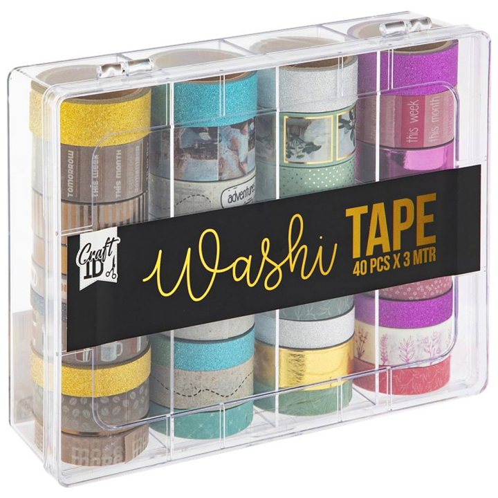 Washi-tape 40-pak + oppbevaringsboks #3 i gruppen Hobby & Kreativitet / Hobbytilbehør / Washi Tape hos Pen Store (130036)