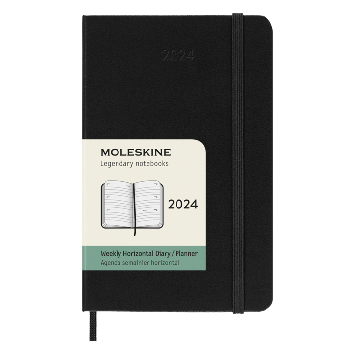 12M Weekly Planner Horizontal Hardcover Pocket Black i gruppen Papir & Blok / Kalendere / 12 mdr kalendere hos Pen Store (130174)