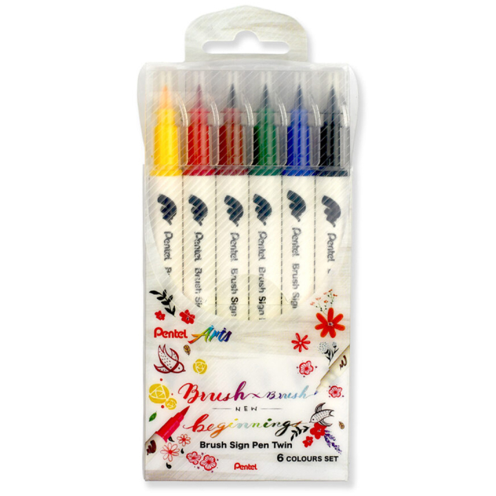 Brush Sign Pen Twin 6 Stk i gruppen Penne / Kunstnerpenne / Penselpenne hos Pen Store (130901)