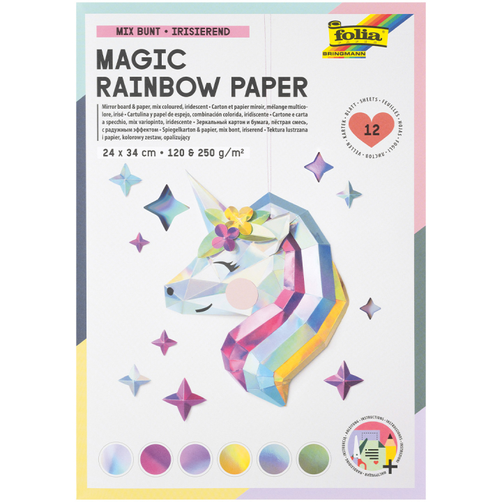 Folia Farveskiftende papir/karton Magic Rainbow 12 Ark