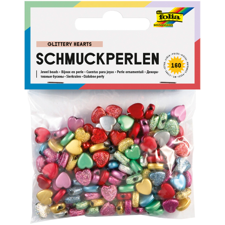 Glitterperler Hjerter 160-pack i gruppen Kids / Sjovt og lærerigt / Smykker og perler / Perler hos Pen Store (131534)