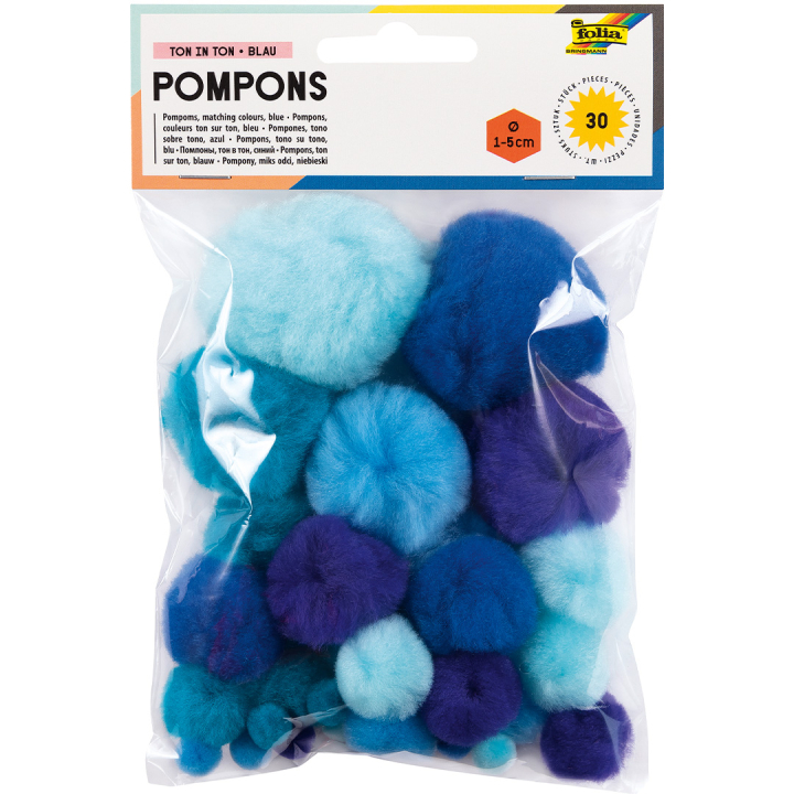 Pompoms Blå 30-pack i gruppen Hobby & Kreativitet / Skabe / Håndværk og DIY hos Pen Store (131634)