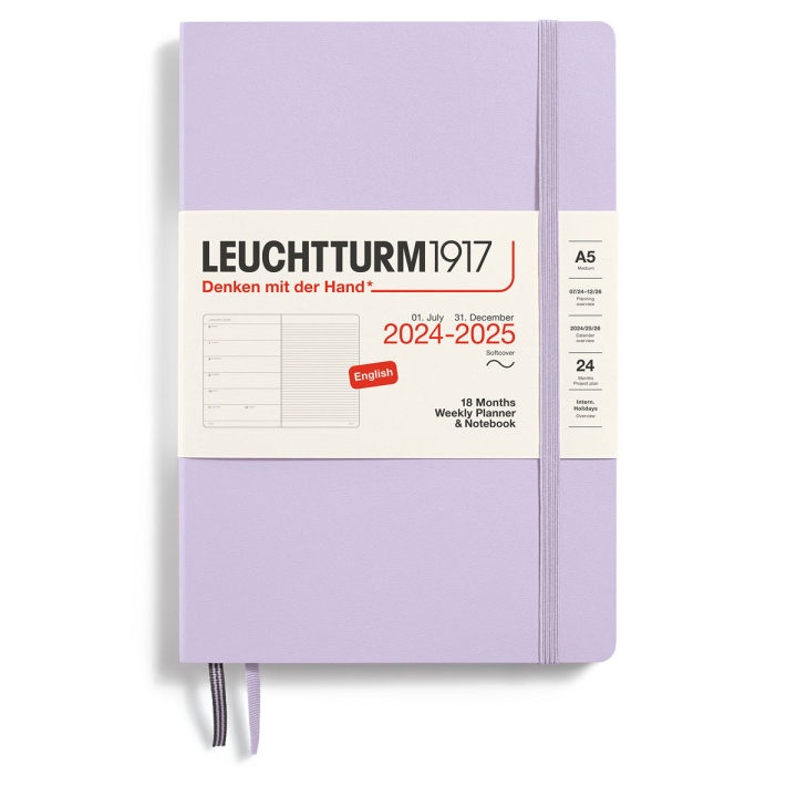 Kalender 18M Weekly Planner & Notebook Soft Cover A5 Lilac i gruppen Papir & Blok / Kalendere / 18 mdr kalendere hos Pen Store (132571)