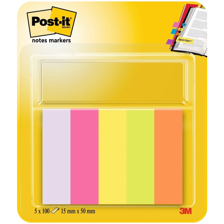 Post-it Index Tabs 15x50 5 farver i gruppen Papir & Blok / Skriv og noter / Post-it og notesblokke hos Pen Store (132699)