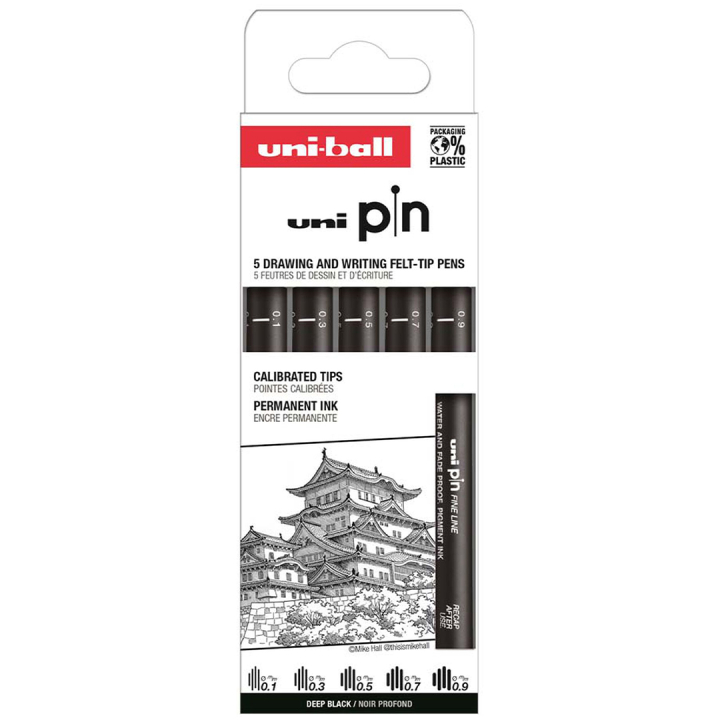 Pin Fineliner 5-sæt Classic 1 i gruppen Penne / Skrive / Fineliners hos Pen Store (132725)