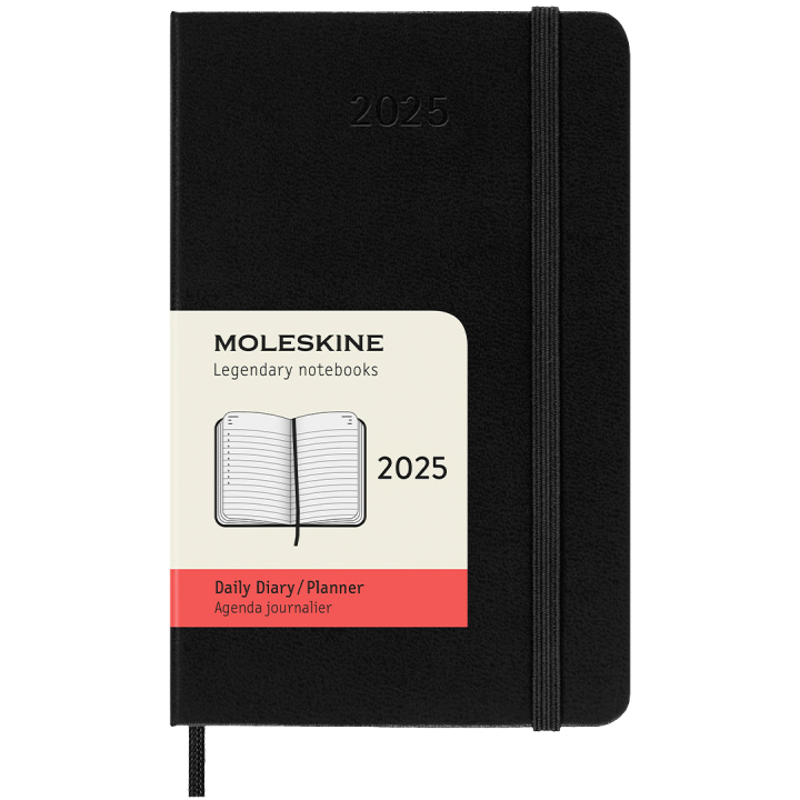 12M Daily Kalender 2025 Hardcover Pocket Black i gruppen Papir & Blok / Kalendere / 12 mdr kalendere hos Pen Store (133770)