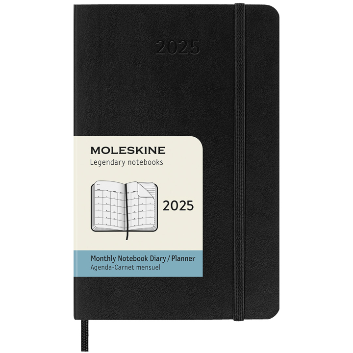 12M Monthly Kalender 2025 Softcover Pocket Black i gruppen Papir & Blok / Kalendere / 12 mdr kalendere hos Pen Store (133778)