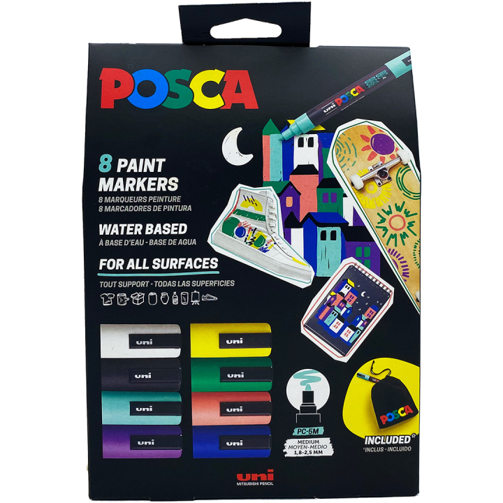 Posca Pouch PC-5M Limited Edition 8-sæt i gruppen Penne / Kunstnerpenne / Akrylmarkers hos Pen Store (133849)