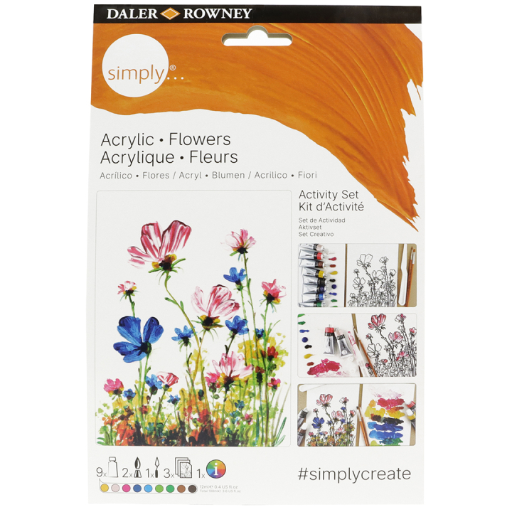 Simply Maling af blomster med akrylmaling trin for trin i gruppen Kunstnerartikler / Kunstnerfarver / Akrylmaling hos Pen Store (133865)