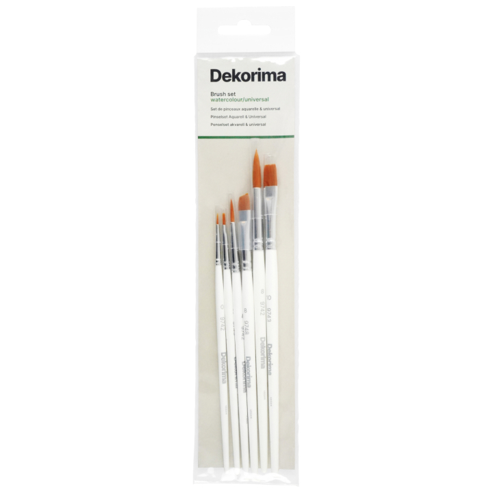 Syntetiske pensler Akvarel/Universal 6-sæt i gruppen Kunstnerartikler / Pensler / Akvarelpensler hos Pen Store (133923)
