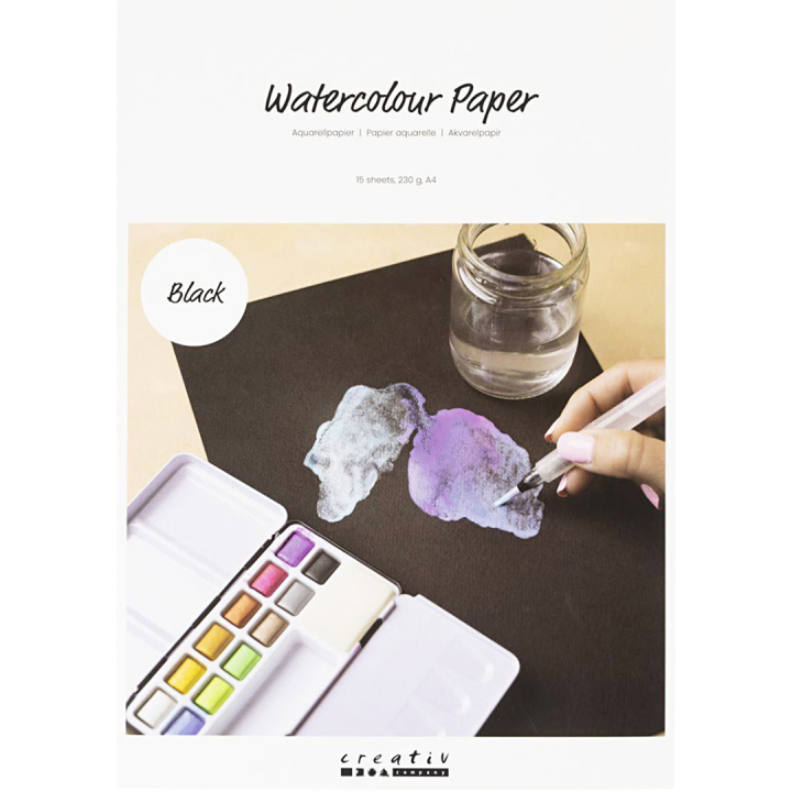 Sort akvarelpapir A4 230 g i gruppen Papir & Blok / Kunstnerblok / Akvarelblok hos Pen Store (134821)