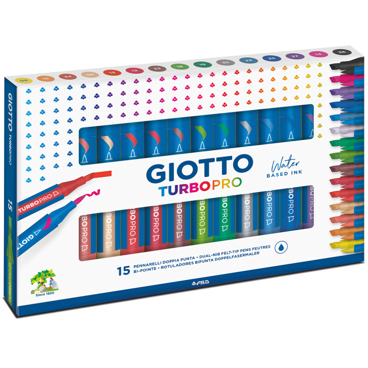 Turbo Pro Dual Tip Marker Pen 15-sæt i gruppen Penne / Kunstnerpenne / Akvarelmarkers hos Pen Store (135467)