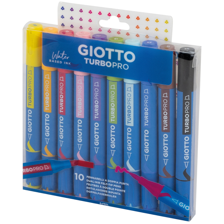 Turbo Pro Dual Tip Marker Pen 10-sæt i gruppen Penne / Kunstnerpenne / Akvarelmarkers hos Pen Store (135469)