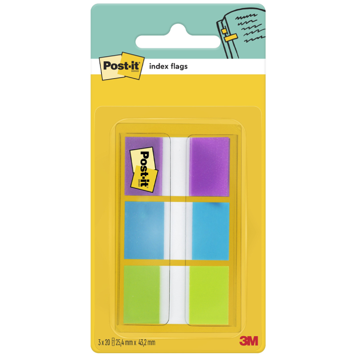 Post-it Index Tabs 25,4x43,2 mm 3 farver i gruppen Papir & Blok / Skriv og noter / Post-it og notesblokke hos Pen Store (135556)