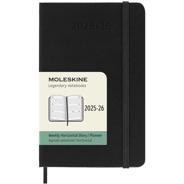 Kalender 18M Weekly Hard Cover Horisontell Pocket Black i gruppen Papir & Blok / Kalendere / 18 mdr kalendere hos Pen Store (135593)