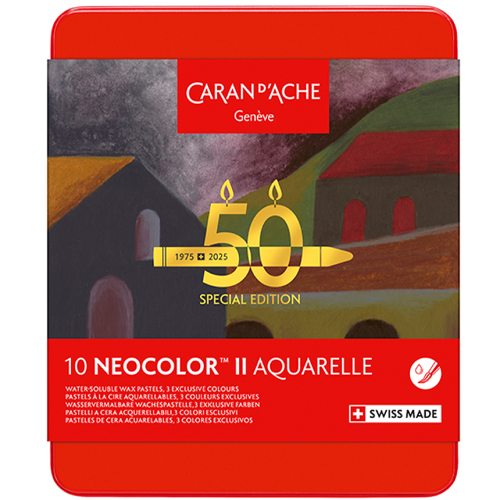 Neocolor II Aquarelle 50 Years Dark 10-sæt i gruppen Kunstnerartikler / Kunstnerfarver / Pastel / Vokspasteller hos Pen Store (135632)