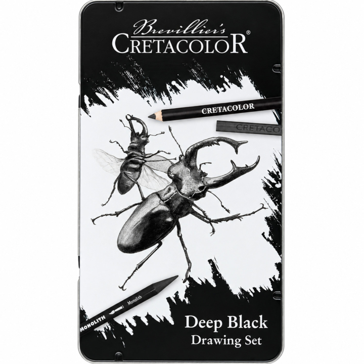 Deep Black tegnesæt 10 dele i gruppen Kunstnerartikler / Kridt og blyanter / Kulblyanter og tegnekul hos Pen Store (135646)