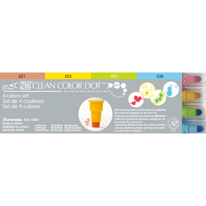Clean Color DOT Pen sæt 4 stk i gruppen Penne / Kunstnerpenne / Illustrationmarkers hos Pen Store (135667)