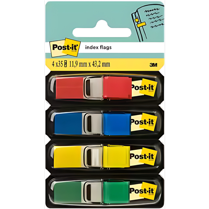 Post-it Indeksfaner 11,9 x 43,1 mm 4 farver Sæt 1 i gruppen Papir & Blok / Skriv og noter / Post-it og notesblokke hos Pen Store (135697)