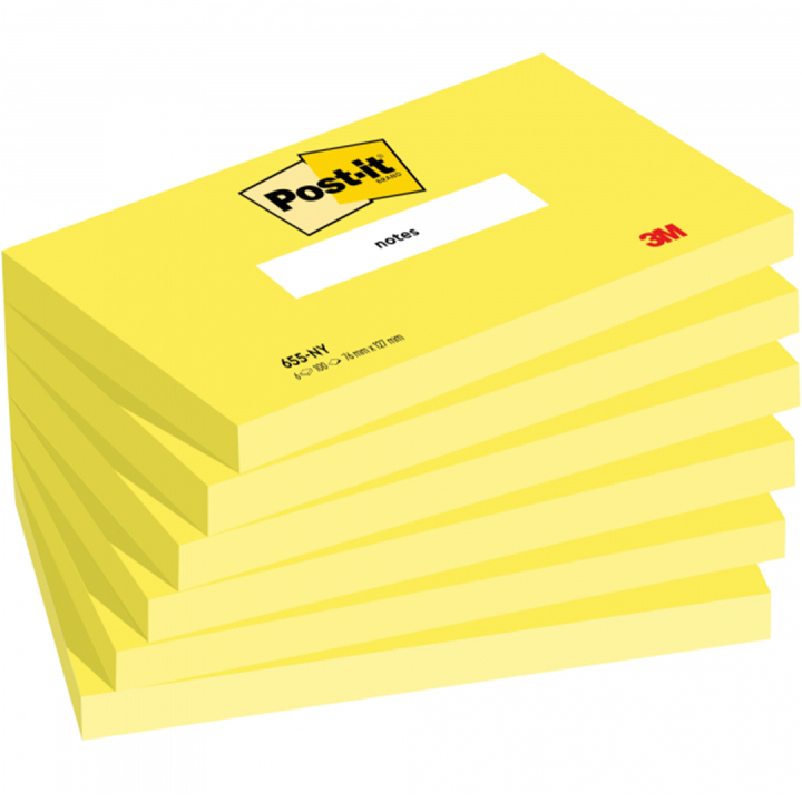 Post-it 76×127 Neongul 6-pak i gruppen Papir & Blok / Skriv og noter / Post-it og notesblokke hos Pen Store (135714)
