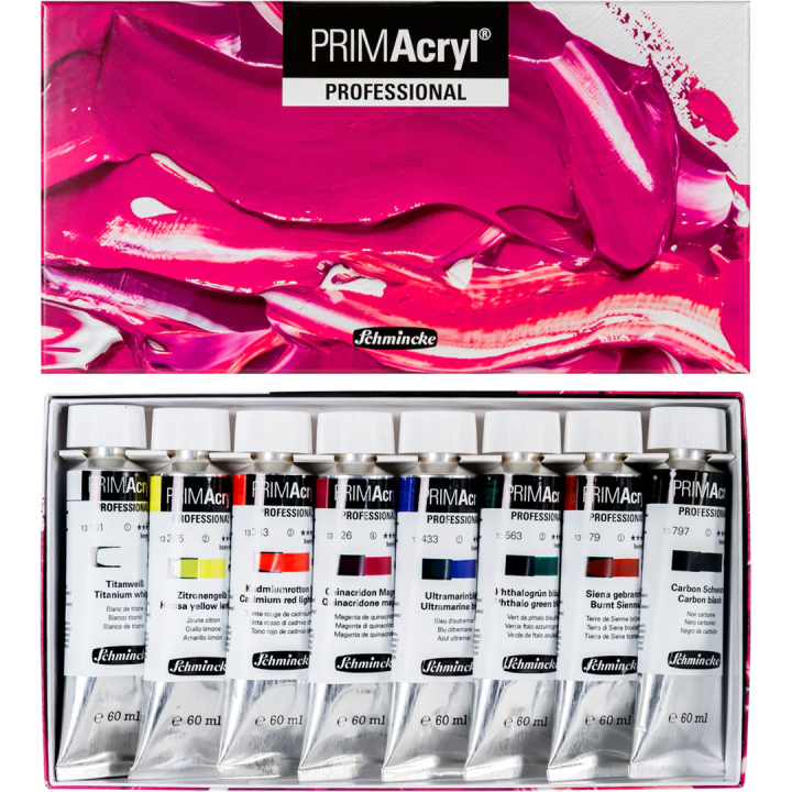 PRIMAcryl Akrylmaling 60 ml 8-sæt i gruppen Kunstnerartikler / Kunstnerfarver / Akrylmaling hos Pen Store (136012)