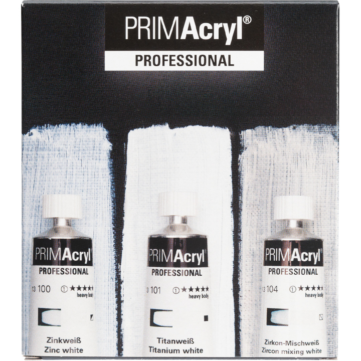 PRIMAcryl Akrylmaling 35 ml Hvid 3-sæt i gruppen Kunstnerartikler / Kunstnerfarver / Akrylmaling hos Pen Store (136015)