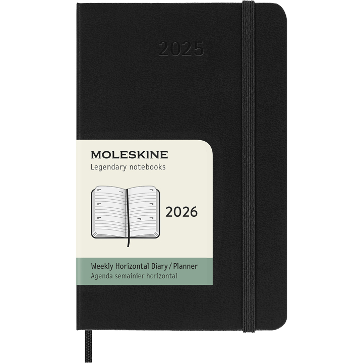 Kalender 12M Weekly Horizontal 2026 Hardcover Pocket Black i gruppen Papir & Blok / Kalendere / 12 mdr kalendere hos Pen Store (136108)