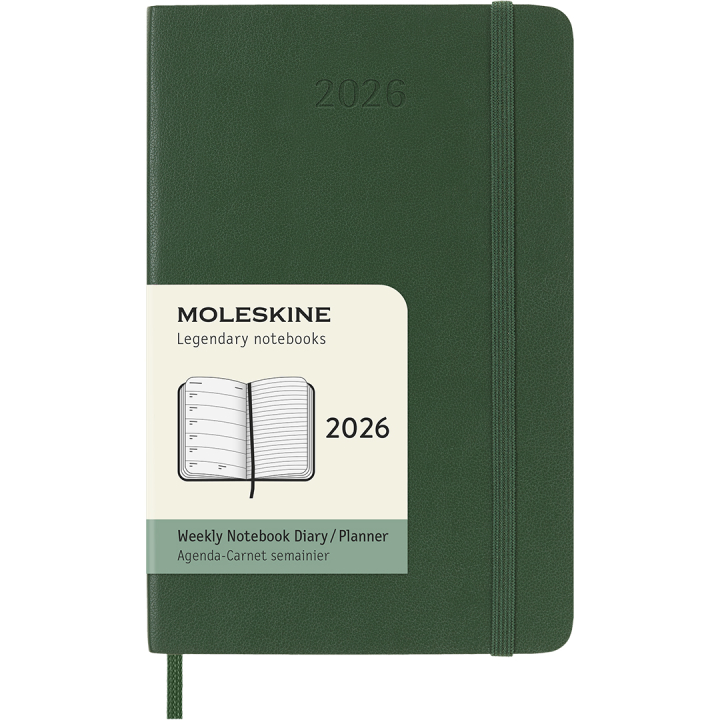 Kalender 12M Weekly Notebook 2026 Softcover Pocket Myrtle Green i gruppen Papir & Blok / Kalendere / 12 mdr kalendere hos Pen Store (136121)