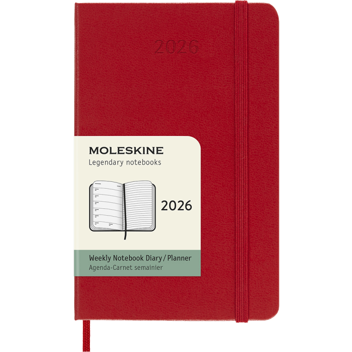 Kalender 12M Weekly Notebook 2026 Hardcover Pocket Red i gruppen Papir & Blok / Kalendere / 12 mdr kalendere hos Pen Store (136123)