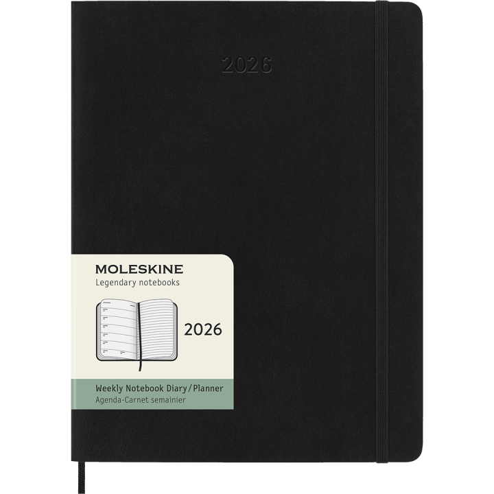 Kalender 12M Weekly Notebook 2026 Softcover XL Black i gruppen Papir & Blok / Kalendere / 12 mdr kalendere hos Pen Store (136127)
