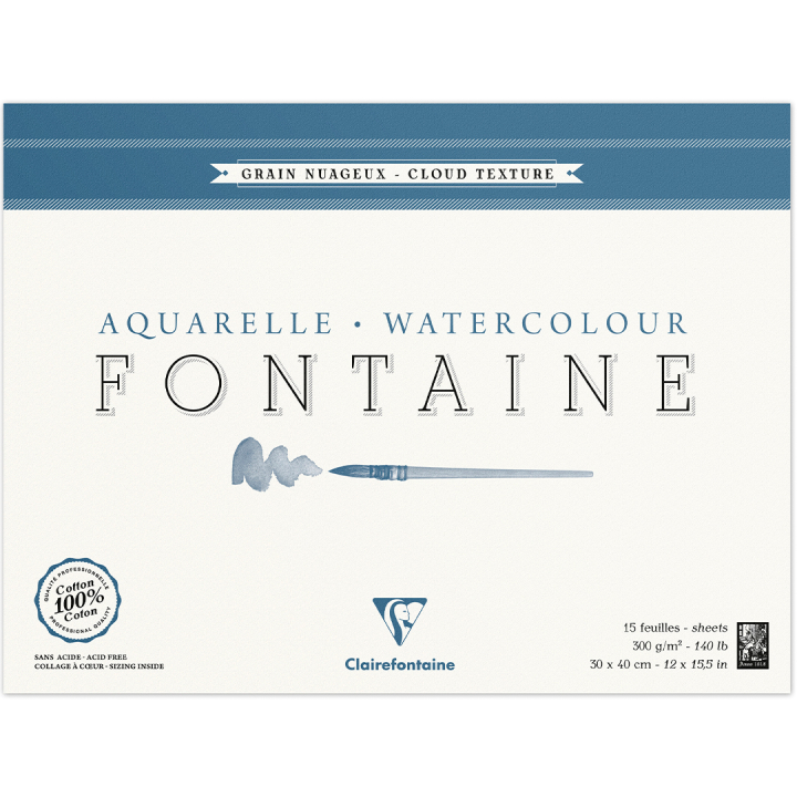 Fontaine Akvarelblok Cloud Texture 30x40 cm 300g i gruppen Papir & Blok / Kunstnerblok / Akvarelblok hos Pen Store (136137)