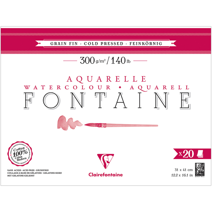 Fontaine Akvarelblok CP 31x41 cm 300g i gruppen Papir & Blok / Kunstnerblok / Akvarelblok hos Pen Store (136143)