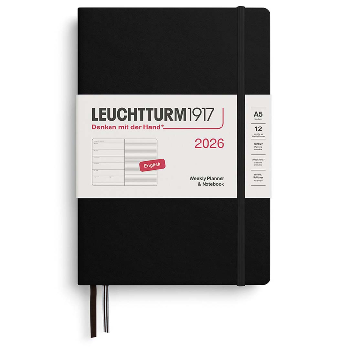 Kalender Weekly Planner & Notebook 2026 A5 Black i gruppen Papir & Blok / Kalendere / 12 mdr kalendere hos Pen Store (136217)