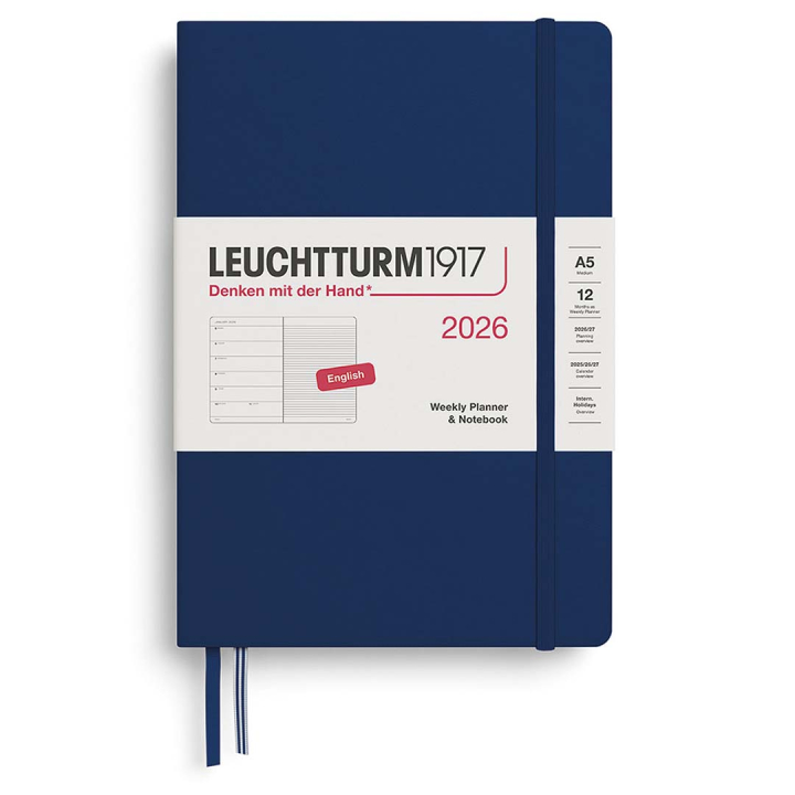 Kalender Weekly Planner & Notebook 2026 A5 Navy i gruppen Papir & Blok / Kalendere / 12 mdr kalendere hos Pen Store (136228)