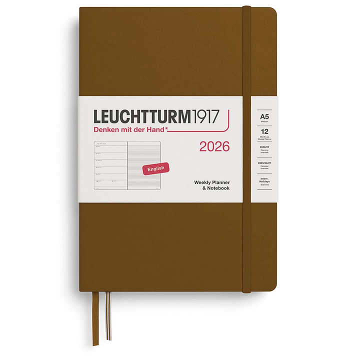 Kalender Weekly Planner & Notebook 2026 A5 Spice Brown i gruppen Papir & Blok / Kalendere / 12 mdr kalendere hos Pen Store (136229)