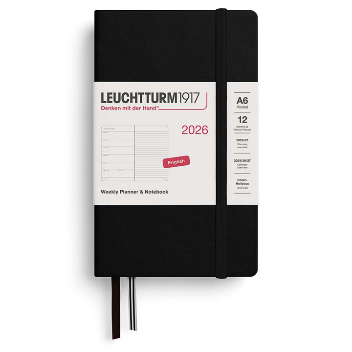 Kalender Weekly Planner & Notebook 2026 A6 Black i gruppen Papir & Blok / Kalendere / 12 mdr kalendere hos Pen Store (136230)