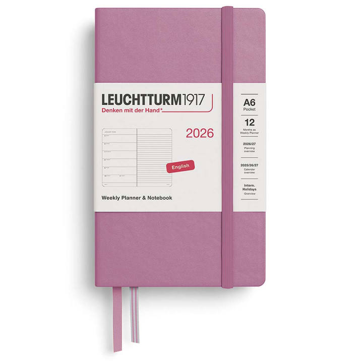 Kalender Weekly Planner & Notebook 2026 A6 Dusty Rose i gruppen Papir & Blok / Kalendere / 12 mdr kalendere hos Pen Store (136231)